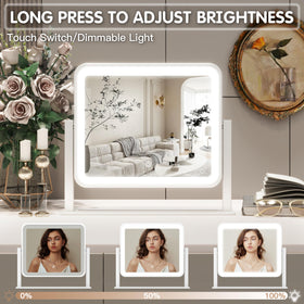 FENNIO Vanity Mirror with Lights showing adjustable brightness feature