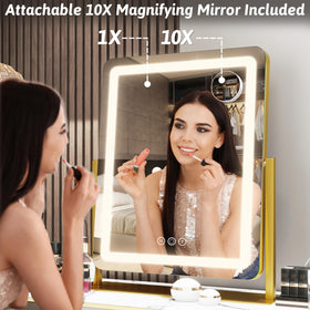 FENNIO Vanity Mirror with lights showing warm light mode