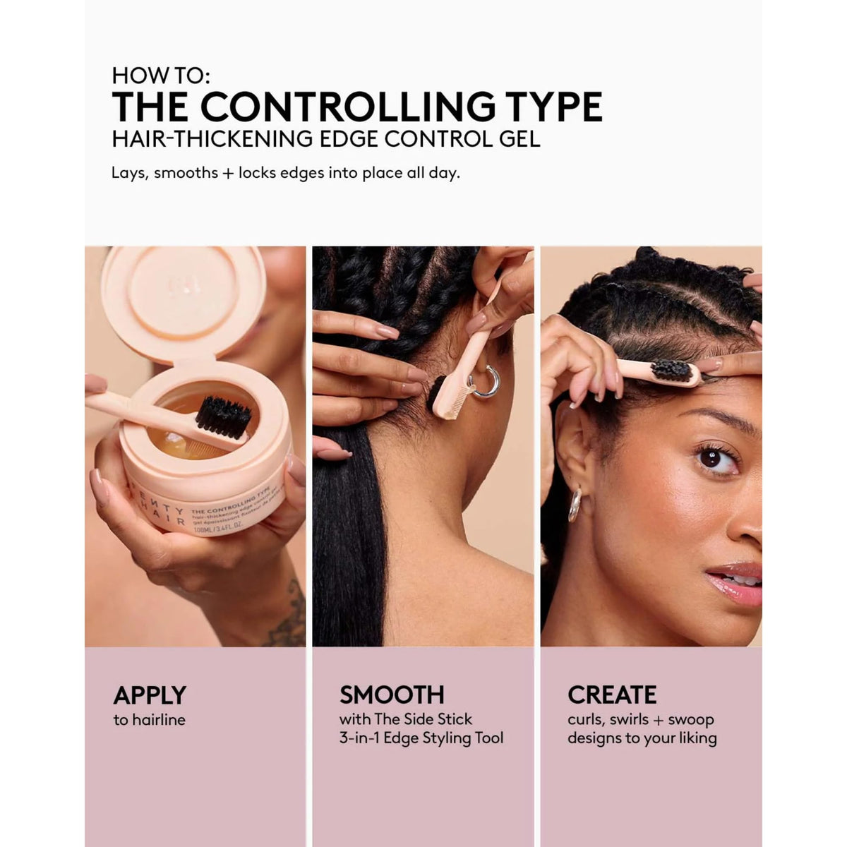 FENTY BEAUTY Hair-Thickening Edge Control Gel with hairbrush