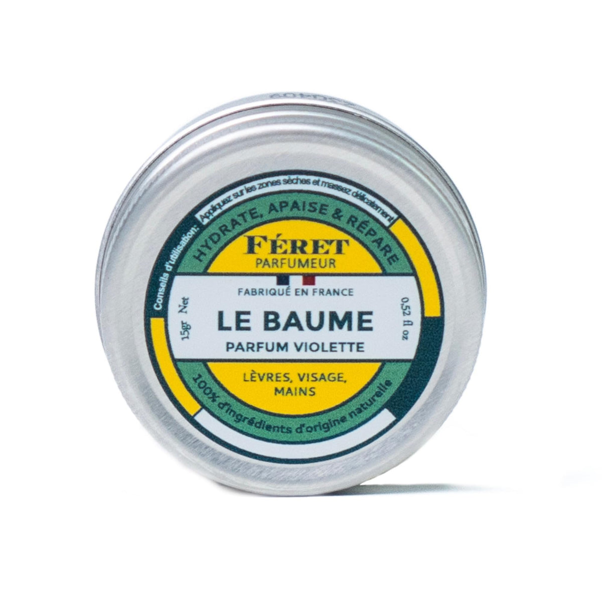 Feret Parfumeur Le Baume Multi-Purpose Balm Violette front view in vintage tin