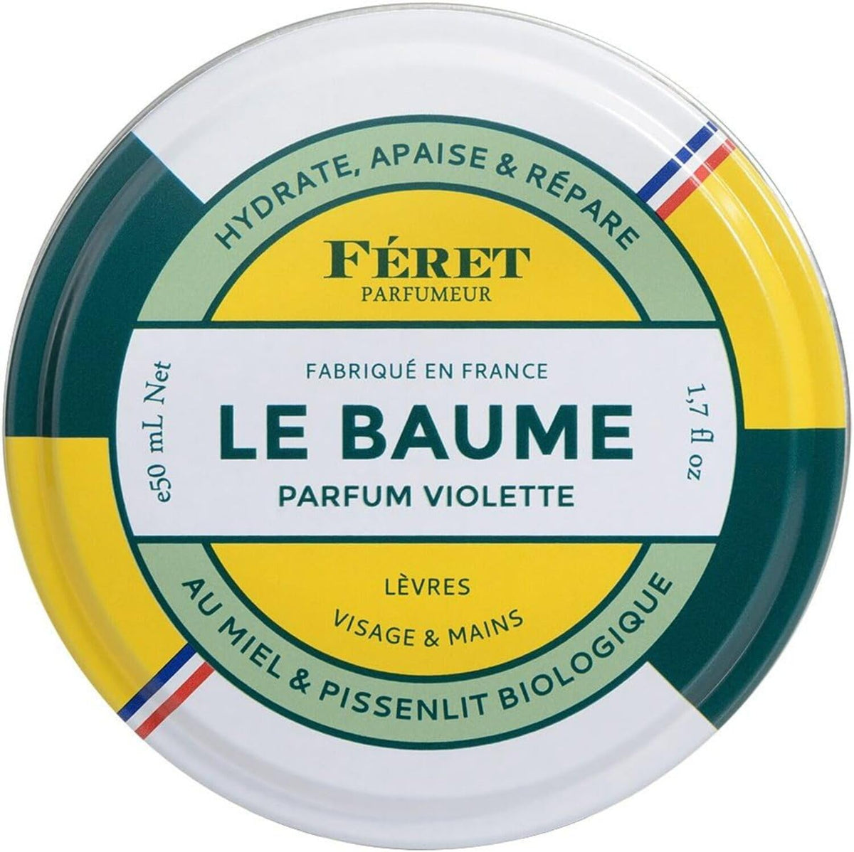 Feret Parfumeur Violette Multi-Purpose Balm front view in vintage tin