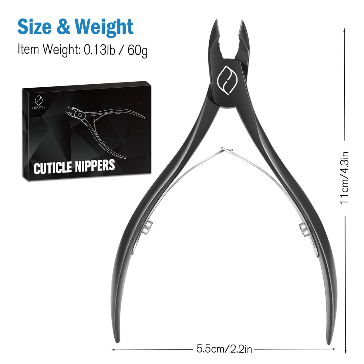 FERYES Cuticle Cutters next to other nail care tools