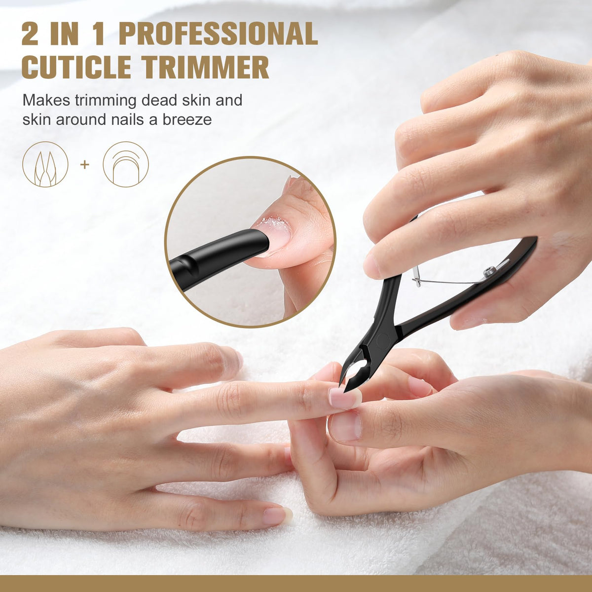 FERYES Cuticle Remover Tool in a manicure setting