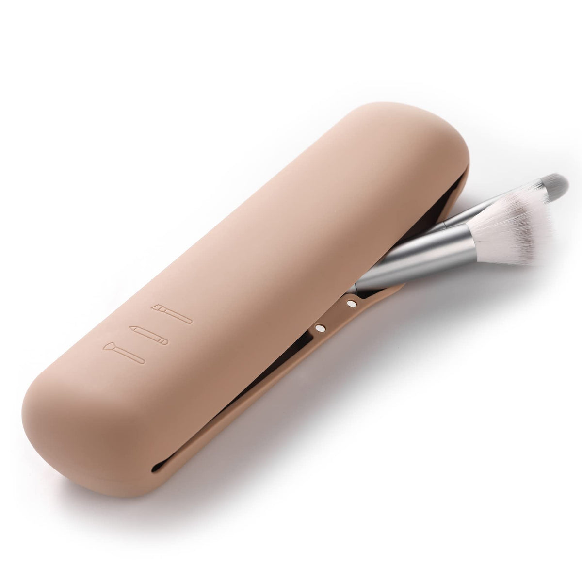 FERYES Large Travel Makeup Brush Holder front view with magnetic closure
