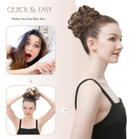 FESHFEN Large Messy Bun Hair Piece on a model