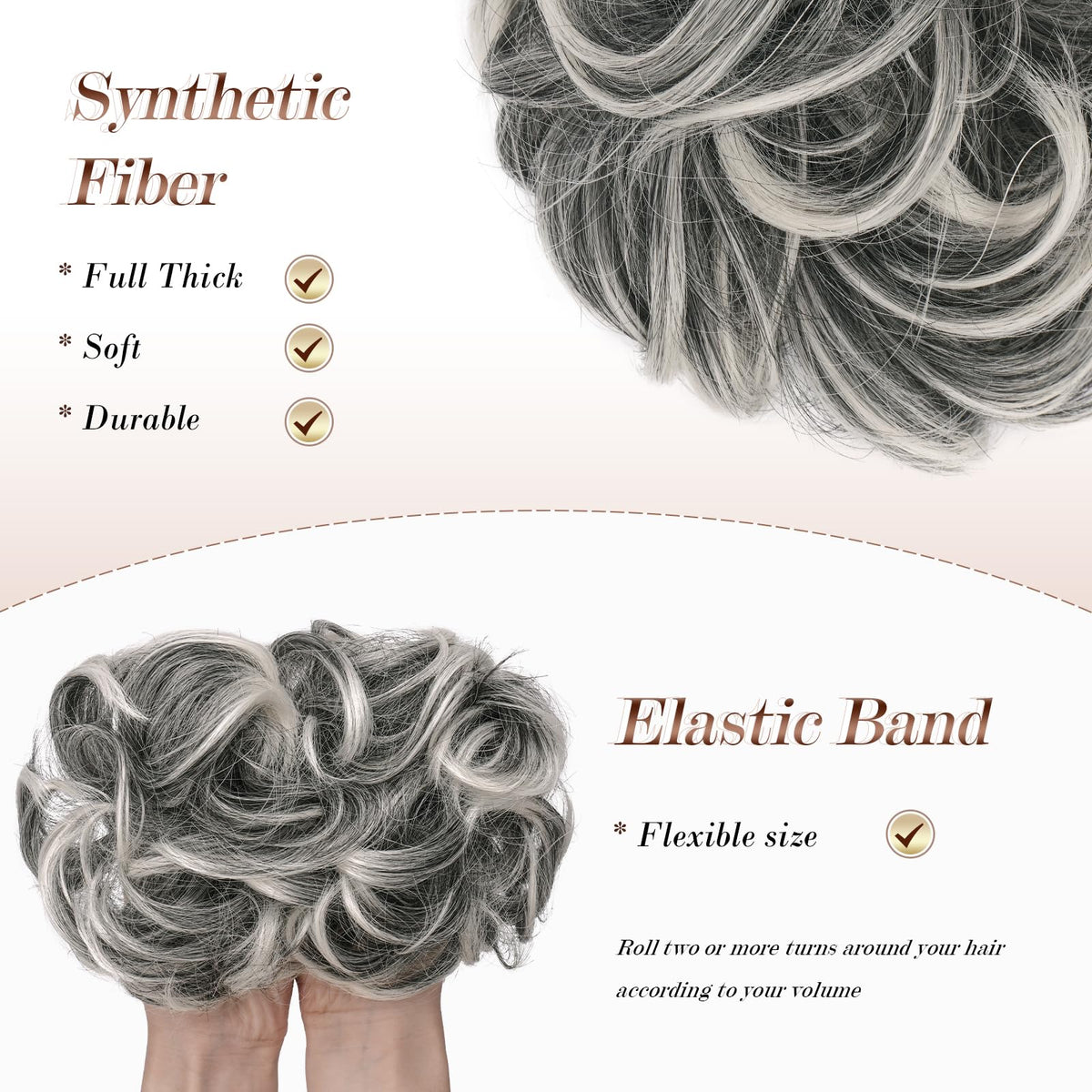 FESHFEN Large Messy Bun Hair Piece on a model's hair