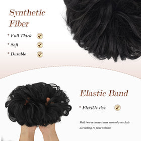 FESHFEN Large Messy Bun Hair Piece styled on a ponytail