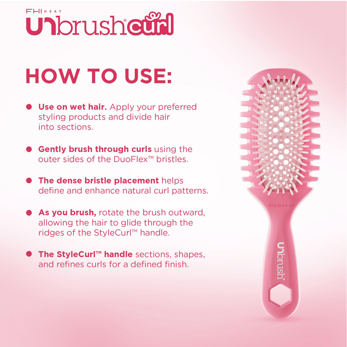 FHI Heat UNbrush Curl Detangling Brush handle close-up
