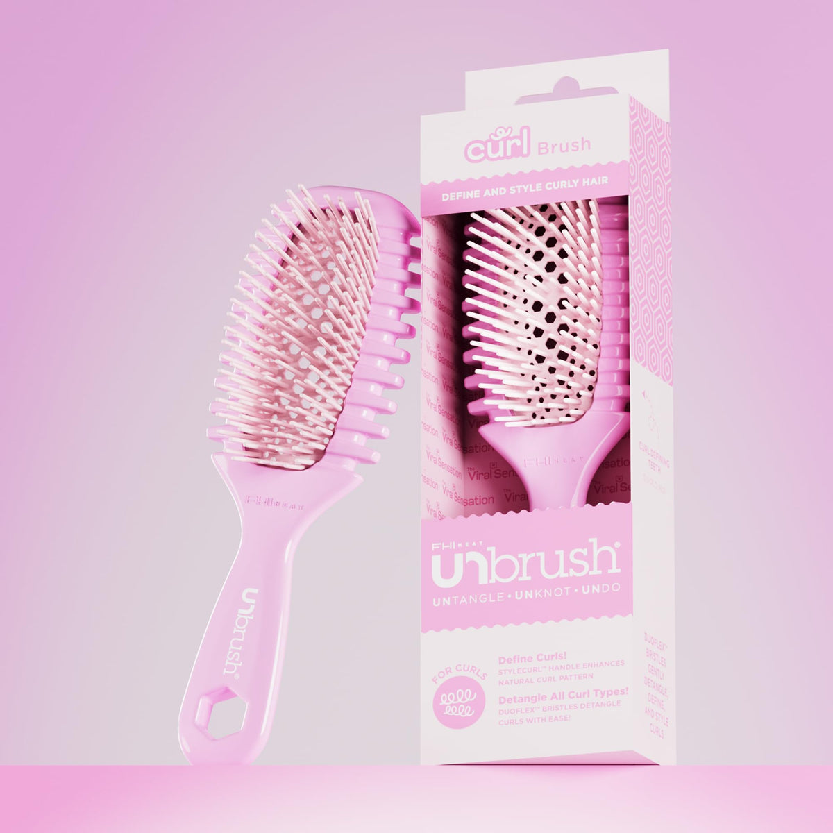 FHI Heat UNbrush Curl Detangling Brush in use on wet hair
