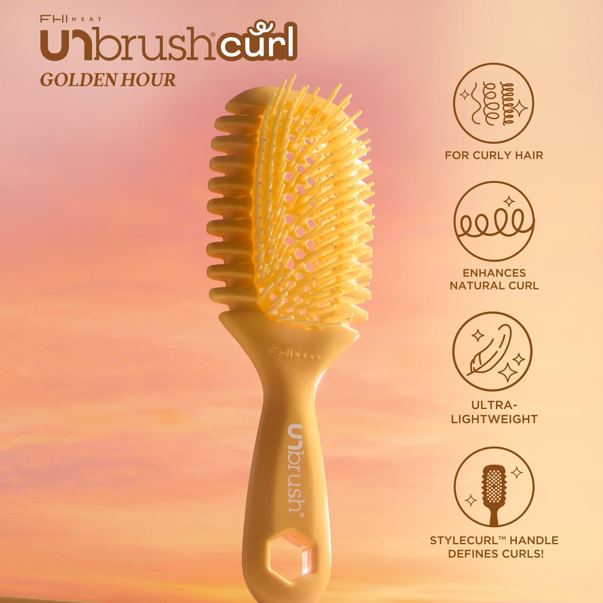 FHI Heat UNbrush Curl Detangling Brush showing DuoFlex bristles