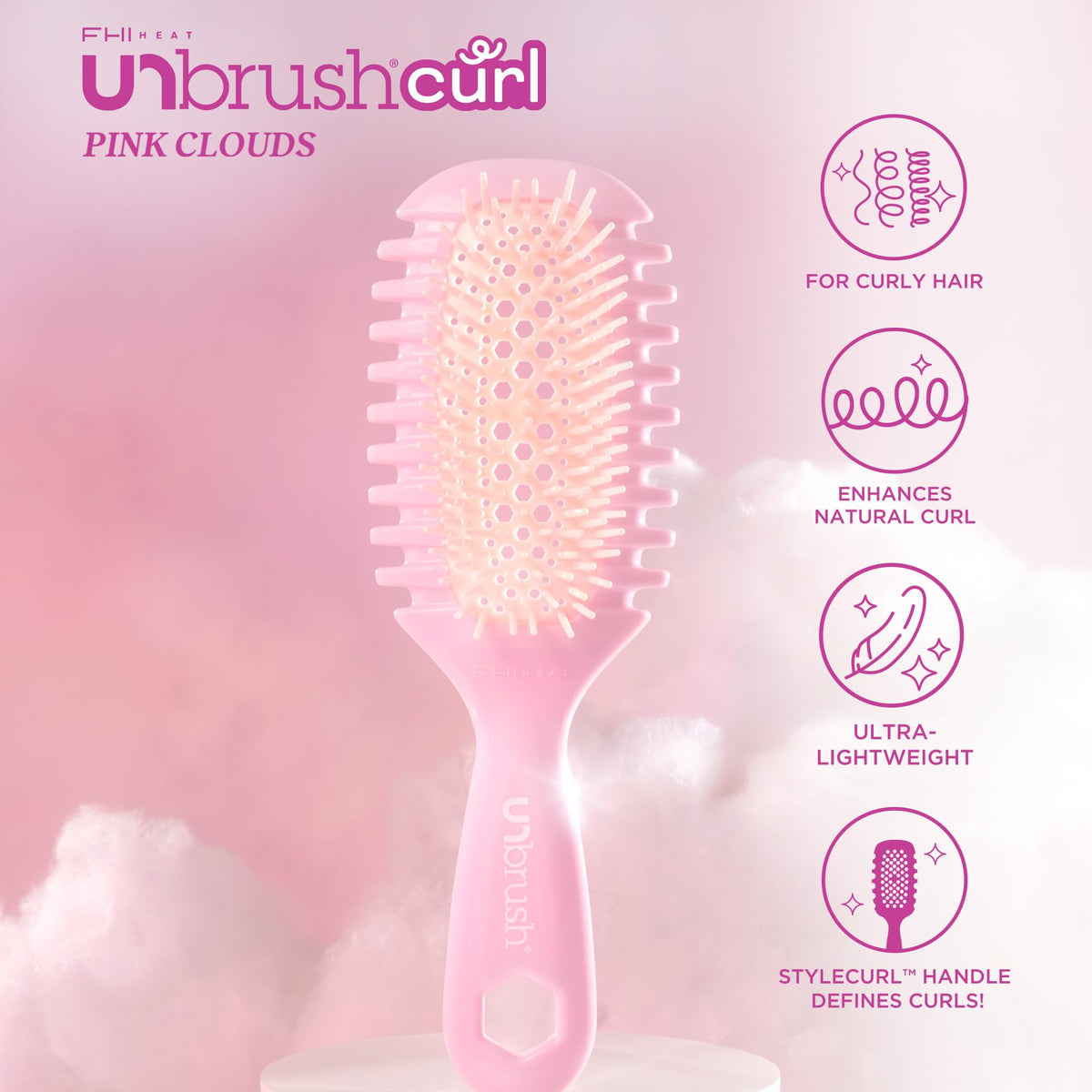 FHI Heat UNbrush Curl Detangling Brush showing DuoFlex bristles