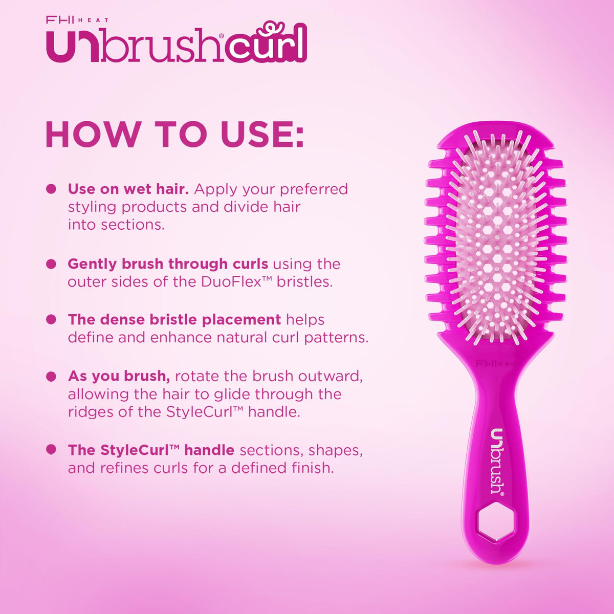 FHI Heat UNbrush Curl Detangling Brush side view