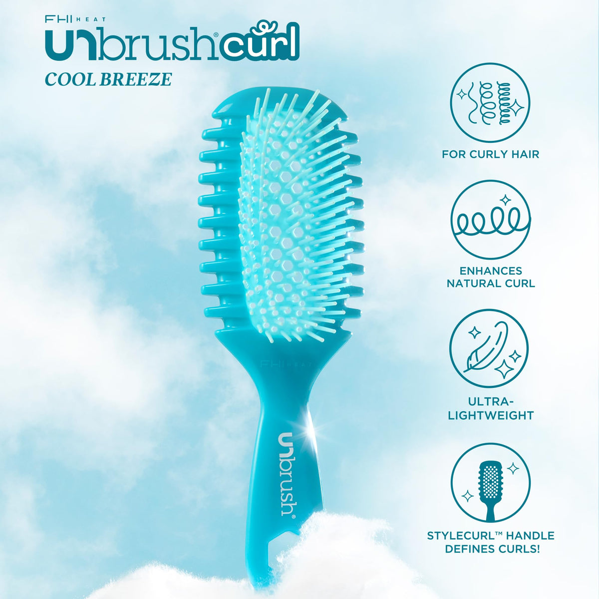 FHI Heat UNbrush Curl Detangling Brush with bristles close-up