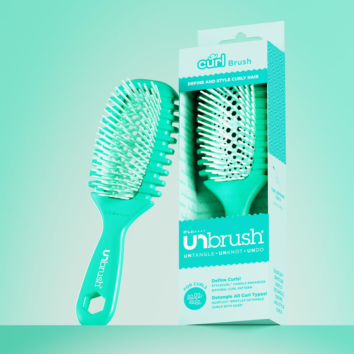 FHI Heat UNbrush Curl Detangling Brush with styling instructions
