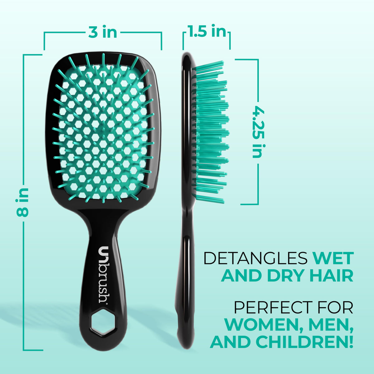 FHI Heat UNbrush Detangling Brush back view highlighting vented design