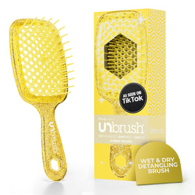 FHI Heat UNbrush Detangling Brush front view in amber yellow