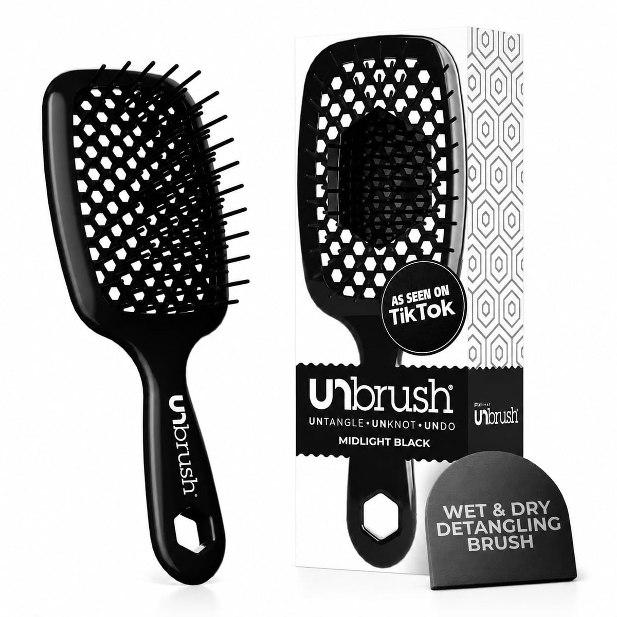 FHI Heat UNbrush Detangling Brush front view in black