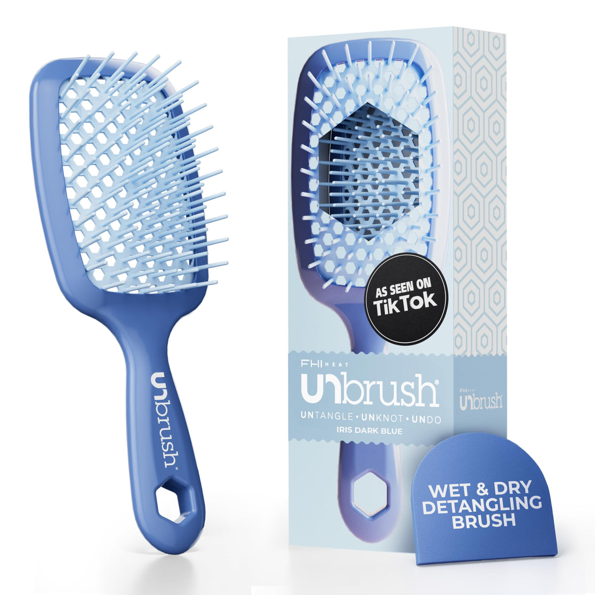 FHI Heat UNbrush Detangling Brush front view in Iris Dark Blue