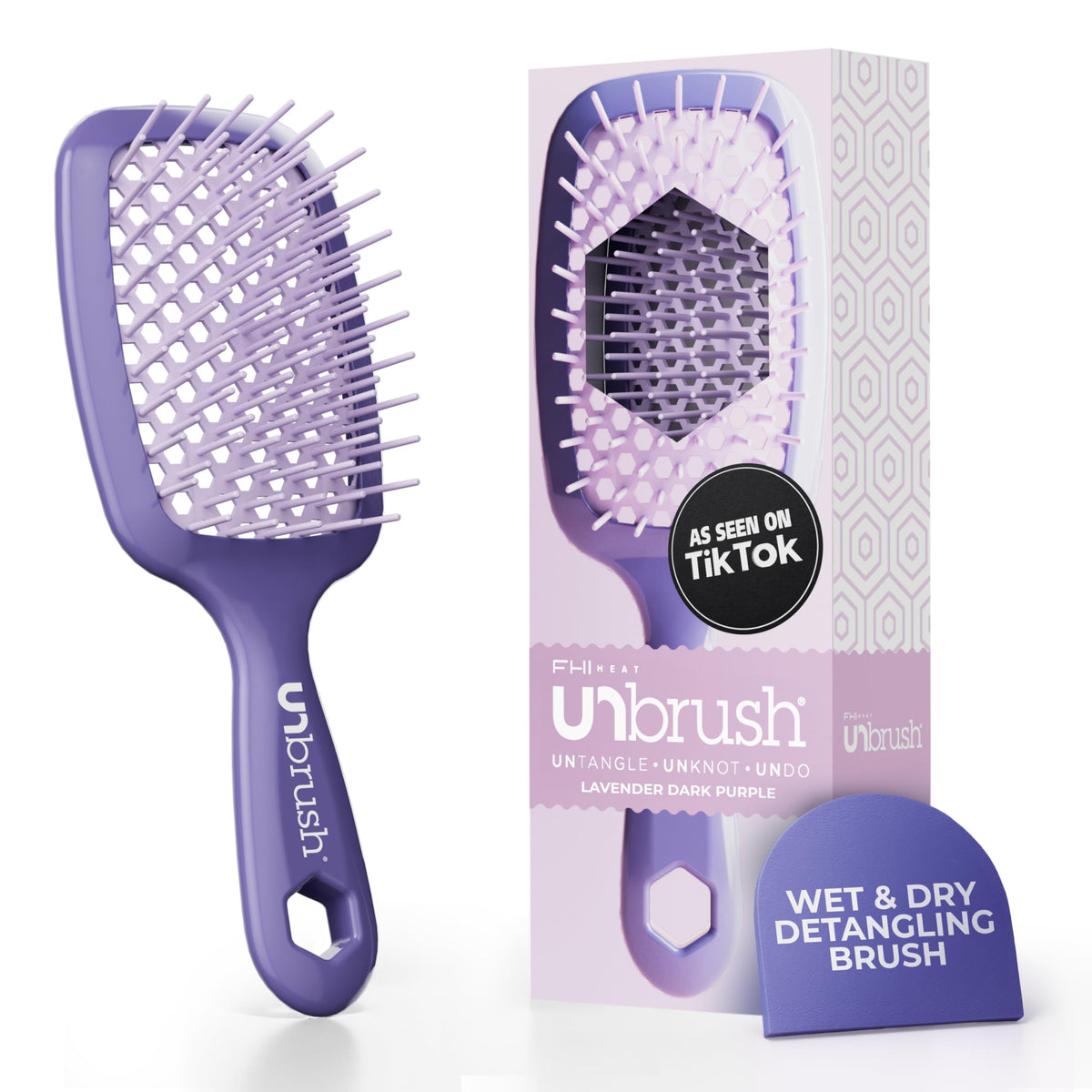 FHI Heat UNbrush Detangling Brush front view in lavender