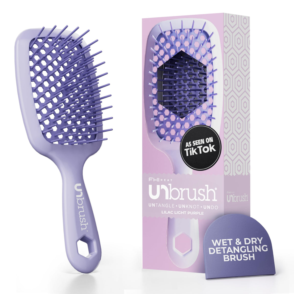 FHI Heat UNbrush Detangling Brush front view in lilac