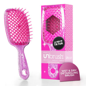 FHI Heat UNbrush Detangling Brush front view in rose quartz pink