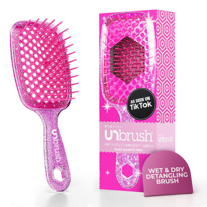 FHI Heat UNbrush Detangling Brush front view in rose quartz pink