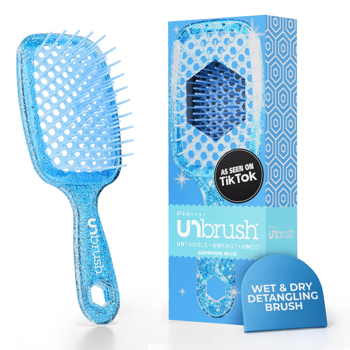 FHI Heat UNbrush Detangling Brush front view in Sapphire Blue