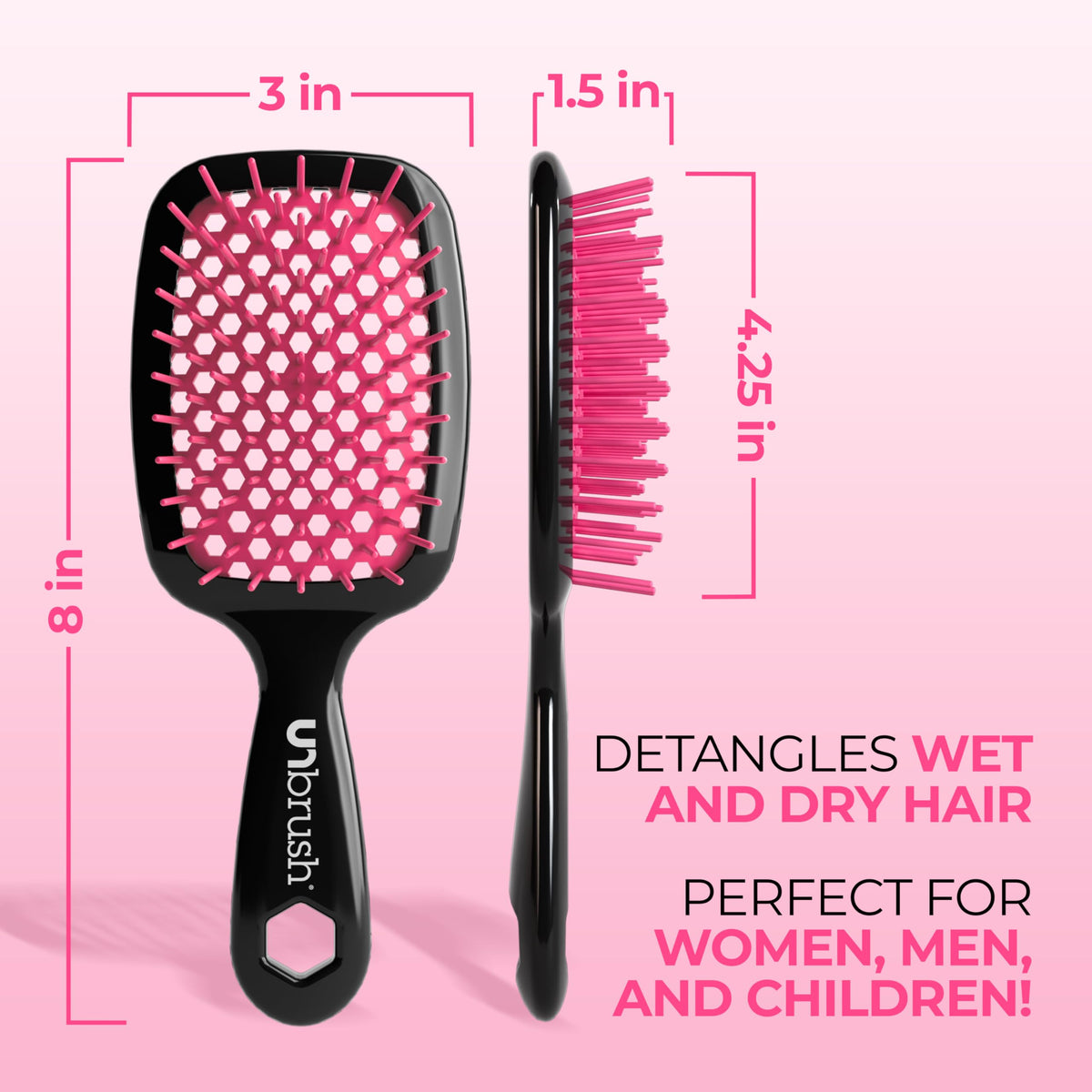 FHI Heat UNbrush Detangling Brush in hand demonstrating ease of use