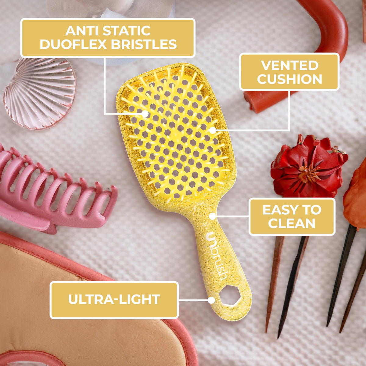 FHI Heat UNbrush Detangling Brush in use on wet hair