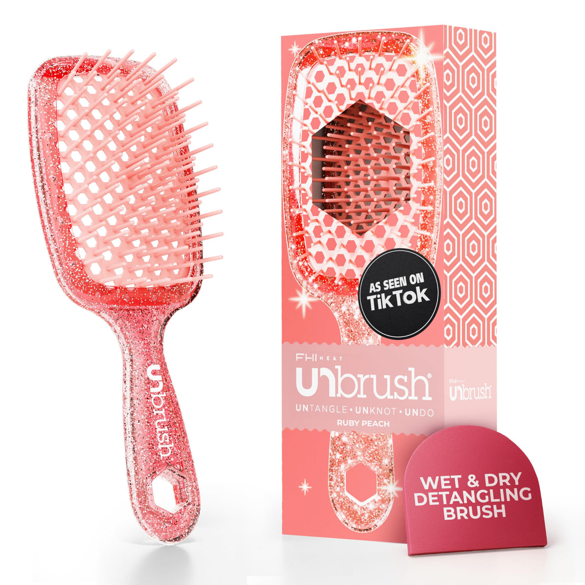 FHI Heat UNbrush Detangling Brush Ruby Peach front view
