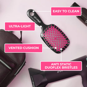 FHI Heat UNbrush Detangling Brush with wet hair showing detangling capability
