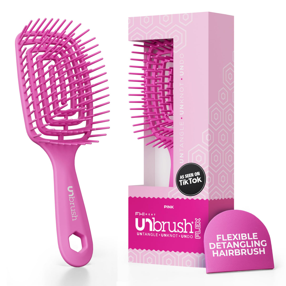 FHI Heat UNbrush Flex Detangling Brush front view with flexible bristles