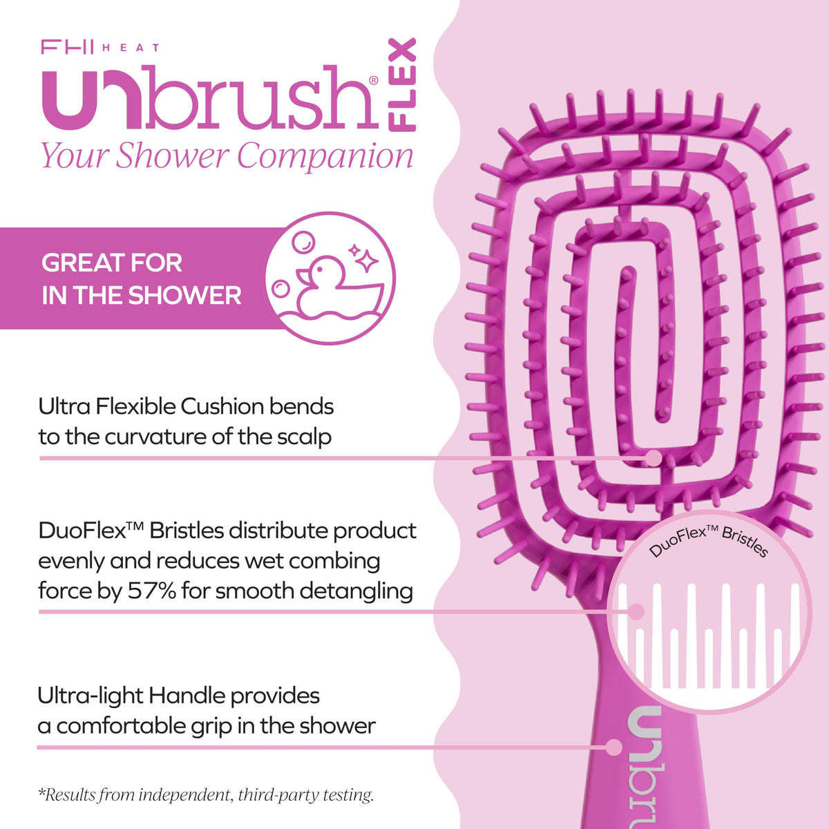 FHI Heat UNbrush Flex Detangling Brush in use on wet hair