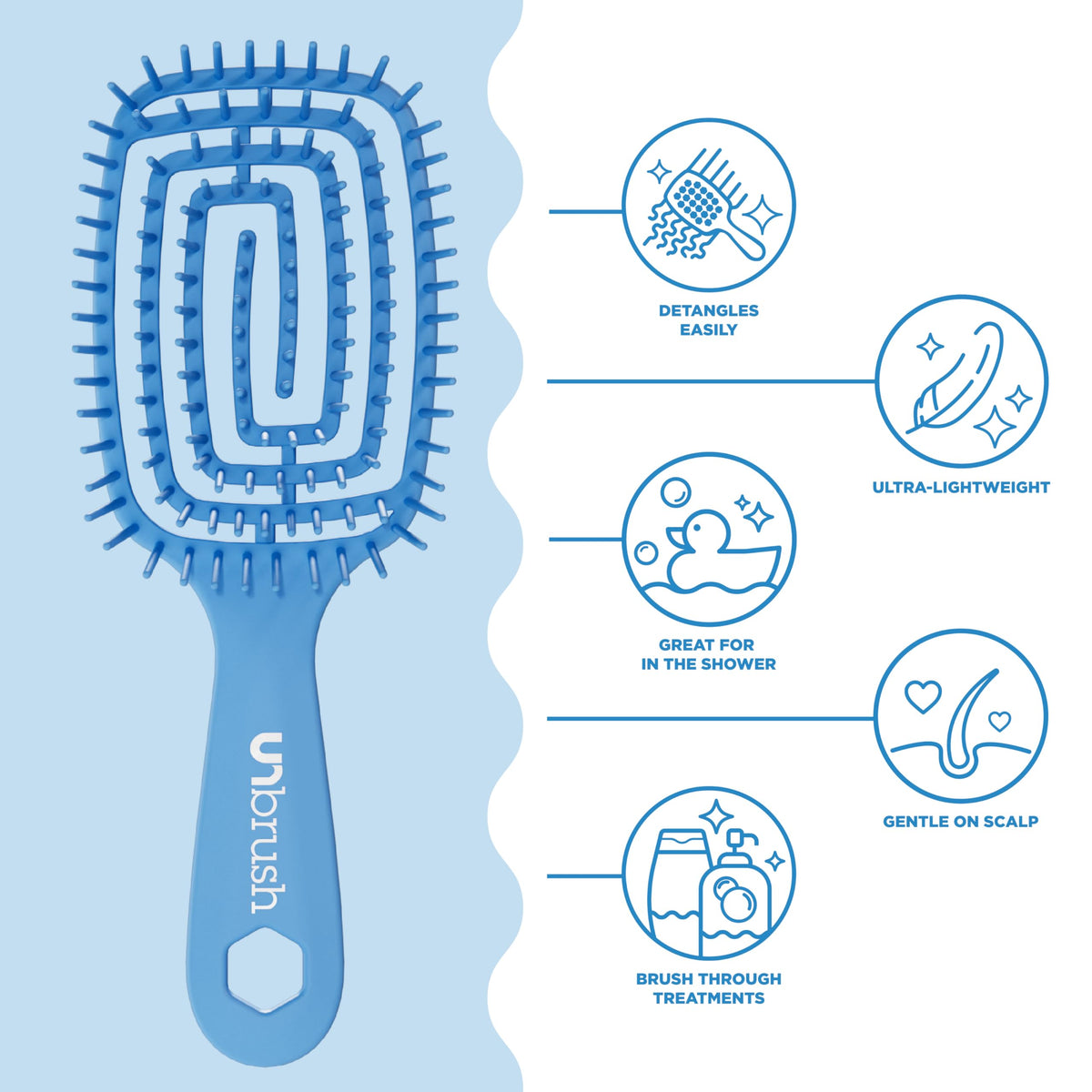 FHI Heat UNbrush Flex Detangling Brush in use on wet hair