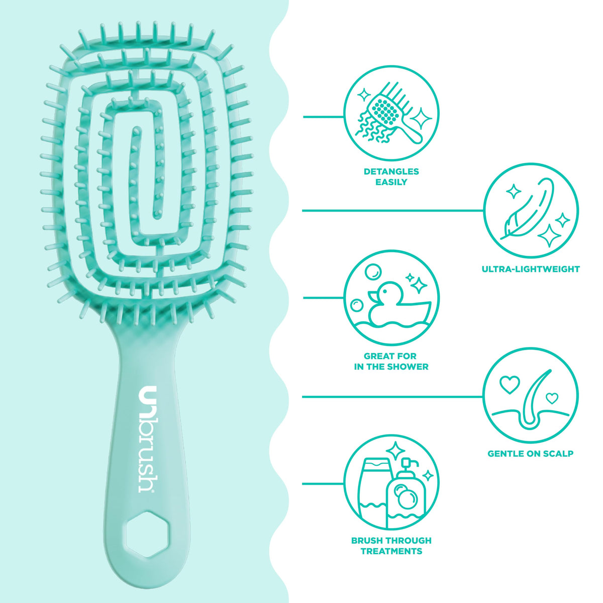 FHI Heat UNbrush Flex Detangling Brush showing flexible cushion base