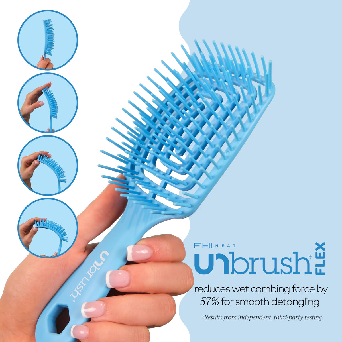 FHI Heat UNbrush Flex Detangling Brush with bristles close-up