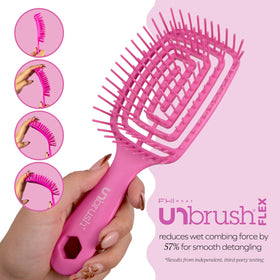 FHI Heat UNbrush Flex Detangling Brush with close-up of DuoFlex bristles