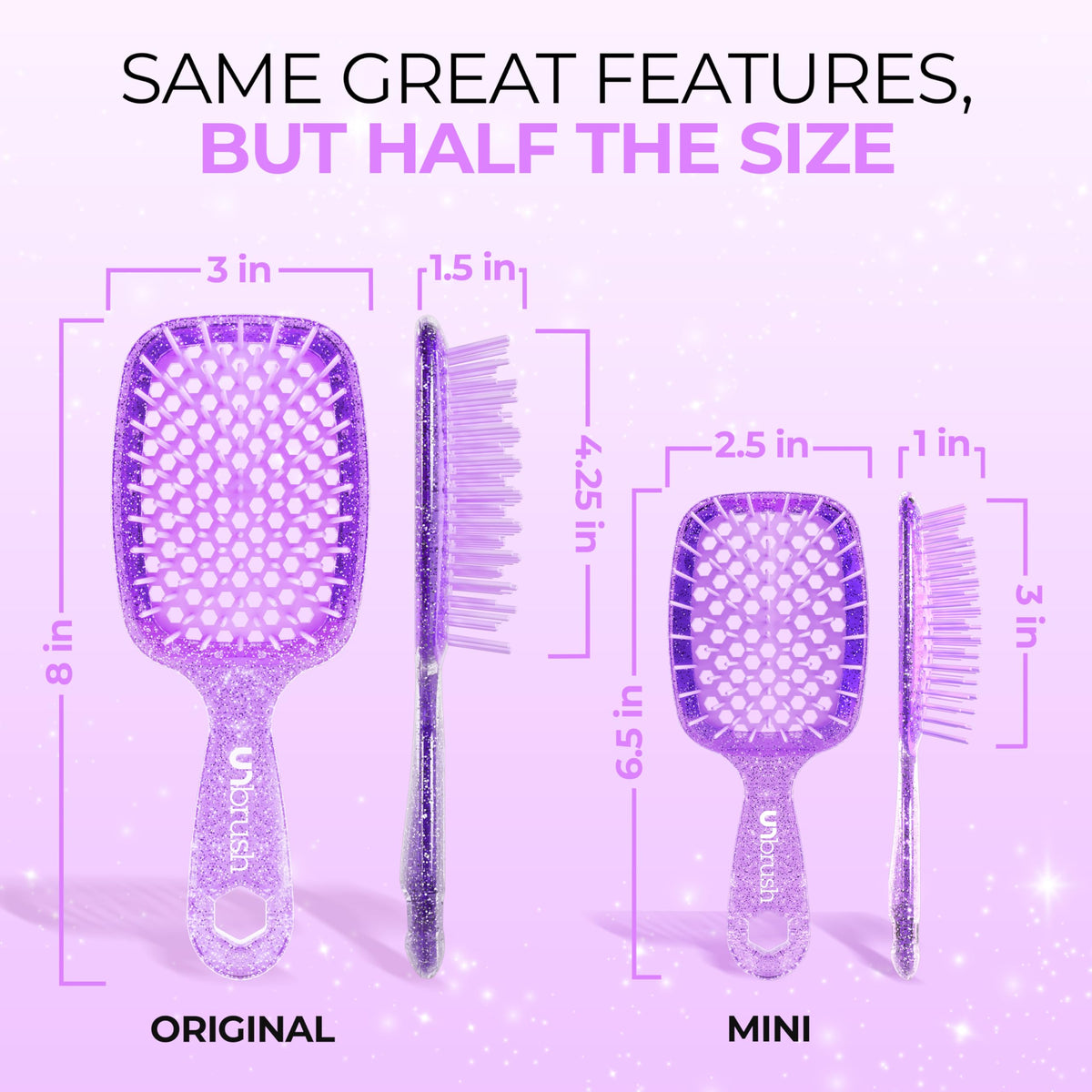 FHI Heat UNbrush Mini Detangling Brush back view showing vented design