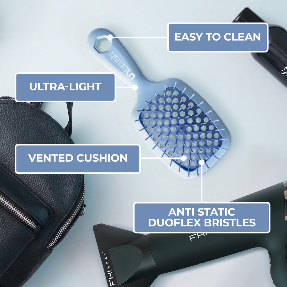 FHI Heat UNbrush Mini Detangling Brush being used on wet hair