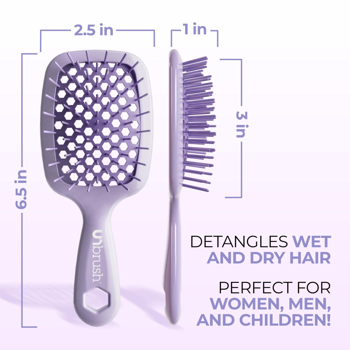 FHI Heat UNbrush Mini Detangling Brush in use on dry hair