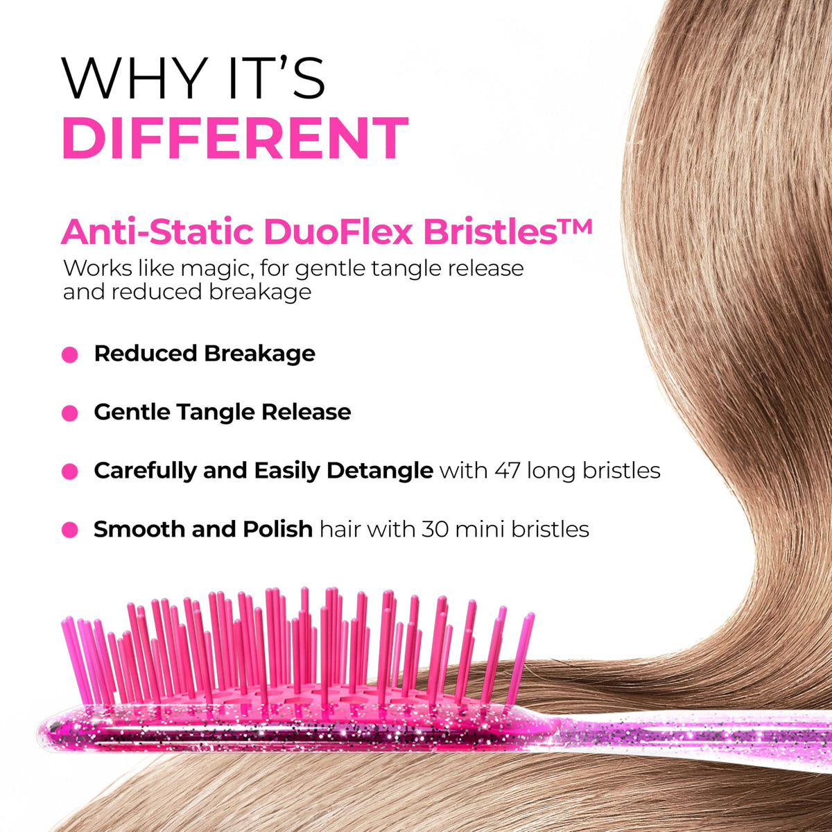 FHI Heat UNbrush Mini Detangling Brush showing DuoFlex bristles
