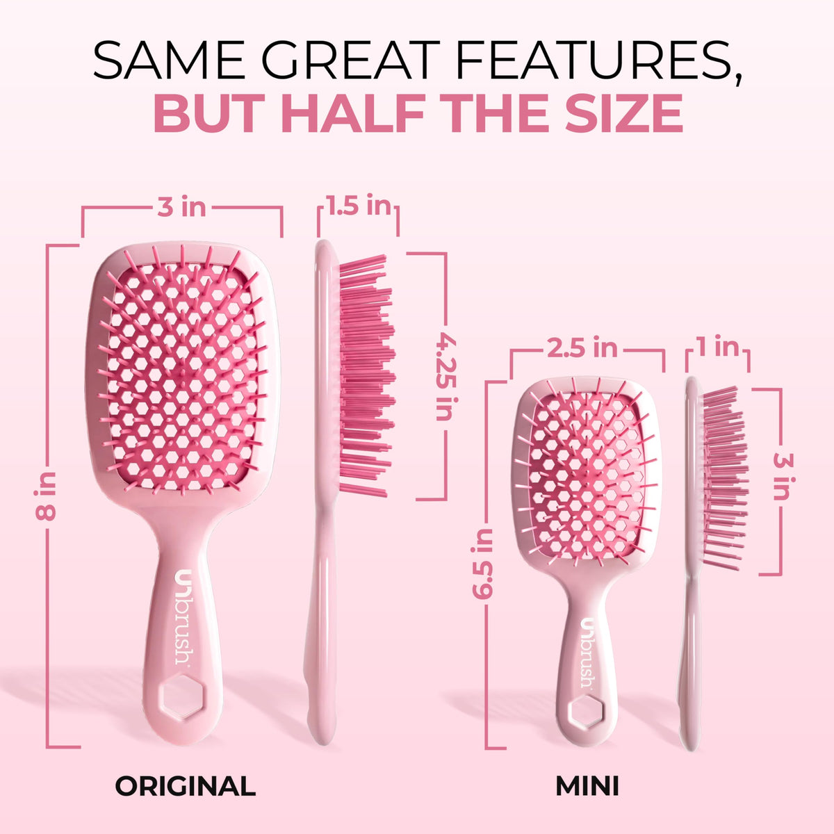 FHI Heat UNbrush Mini Detangling Brush side view