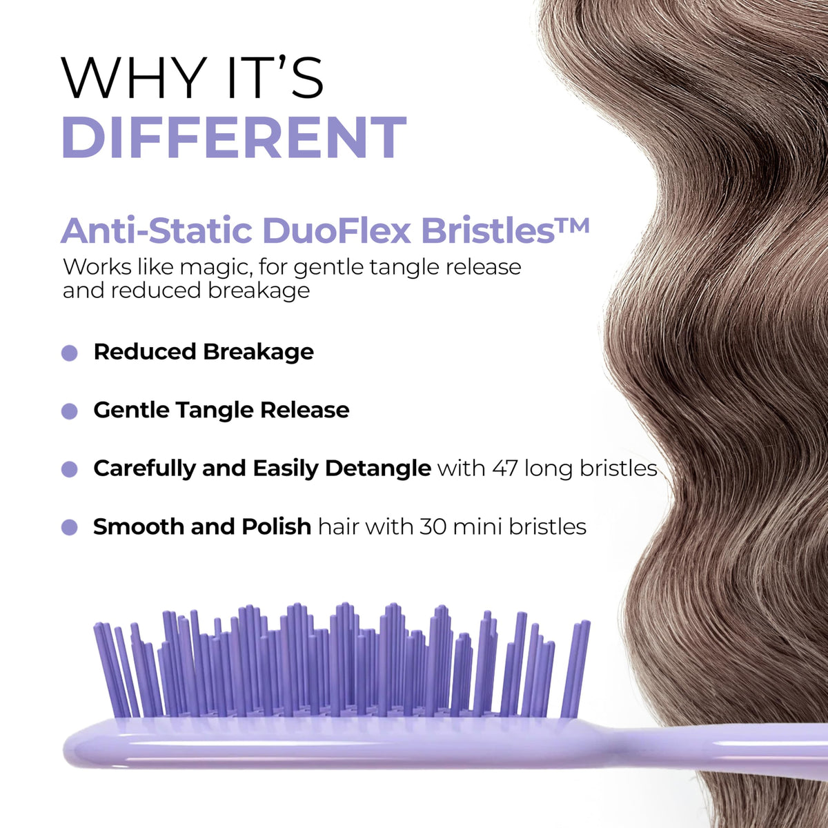 FHI Heat UNbrush Mini Detangling Brush side view highlighting handle