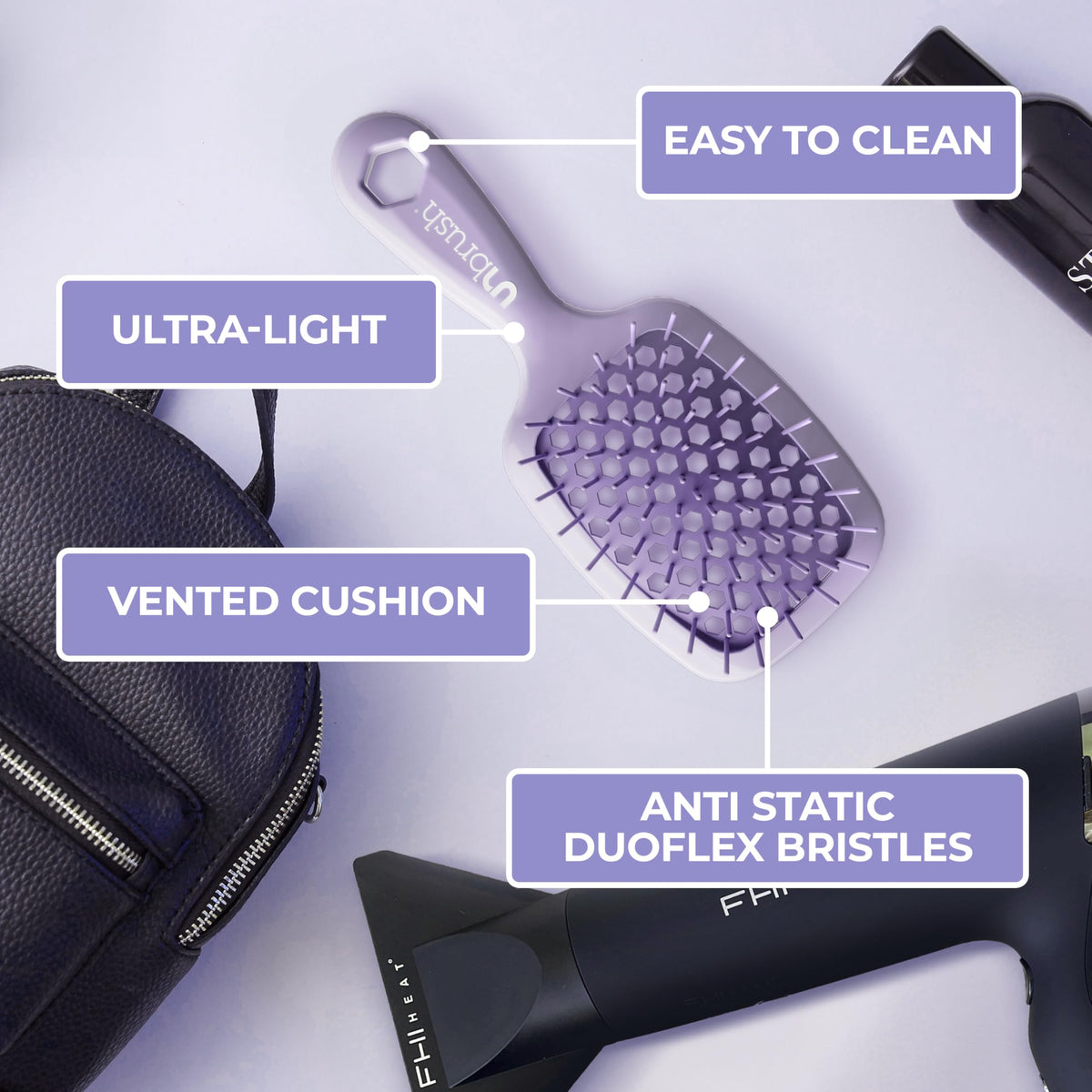 FHI Heat UNbrush Mini Detangling Brush with packaging