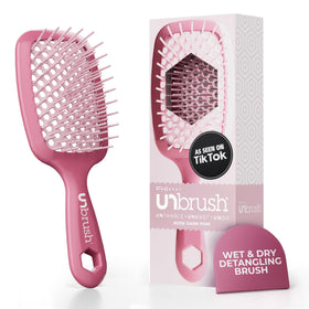 FHI Heat UNbrush Vented Detangling Brush in rose dark pink front view