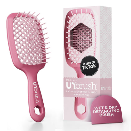 FHI Heat UNbrush Vented Detangling Brush in rose dark pink front view