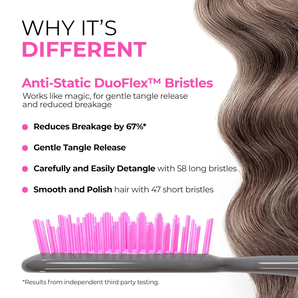 FHI Heat Unbrush Wet & Dry Detangling Hair Brush side view showing vented design