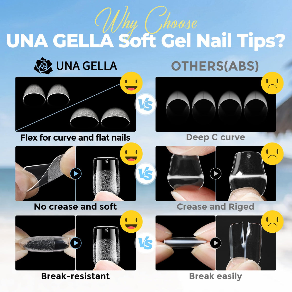 Finished manicure using UNA GELLA Short Square Gel Nail Tips
