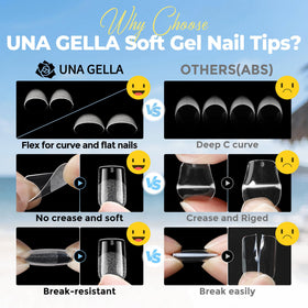 Finished manicure using UNA GELLA Short Square Gel Nail Tips