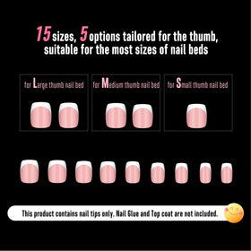 Finished manicure with NOVO OVO Baby Pink Short Square Round French Tip Nail Tips